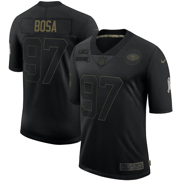 Men's San Francisco 49ers #97 Nick Bosa Black NFL 2020 Salute To Service Limited Stitched Jersey Men's San Francisco 49ers #97 Nick Bosa Black NFL 2020 Salute To Service Limited Stitched Jersey